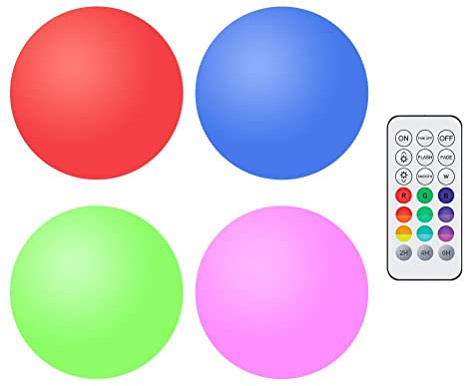 Natudeco 4pcs LED-Kugel beleuchtet Nachtlicht-Kugel-leuchtende Licht-wasserdichte drahtlose Fernbedienung Bunte LED-Außenlandschafts-dekoratives Licht mit Fernbedienung für Hauptpool-Party-Bar