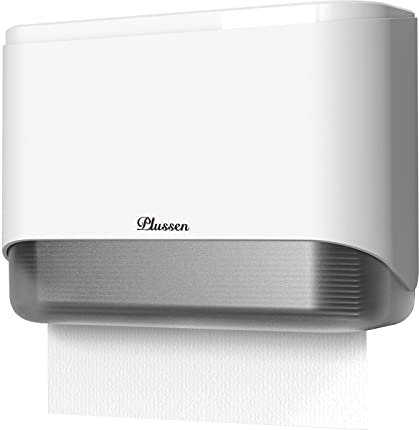 PLUSSEN Dispensador de Toallas de Papel, dispensador sin taladrar, dispensador de Caja de pañuelos montado en la Pared para Toallas de Papel multifold, 200 Hojas, Color Blanco 6012
