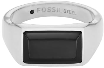 Fossil Herrenring Schmuck, Silber-Ton oder Gold-Ton Edelstahl Signet