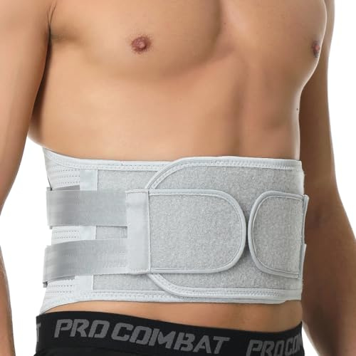 Neotech Care Back Support Belt - Breathable & Adjustable Lower Back Brace - Double Pull Compression Straps (Grey, Size XL)
