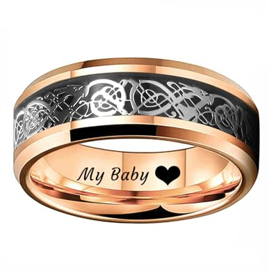 BomdoG Mens Tungsten Carbide Wedding Bands Custom Engraved Rings for Men Personalized Men's Celtic Knot Dragon Inlay Ring Promise Rings for Him Red Black Purple Green,Size 6-13