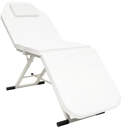 Atnhyruhd Mobile Massageliege 71'' Massagetisch 3 Zonen Klappbar Massage Stuhl Bett PVC Salon Kosmetikliege Klappbare Kosmetikstuhl bis 200-250kg Belastbar mit freiem Kissen (Weiß)