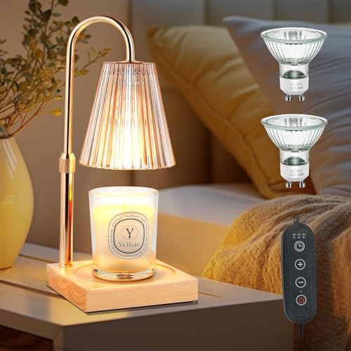 Candle Warmer Lamp with Timer & Dimmable - Height Adjustable Candle Warmer | Electric Wax Melter with 2 Bulbs for House Warming Gift New Home Gifts Birthday Gifts for Women,Home Bedroom Decor