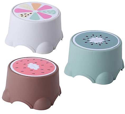 ifundom 3stücke Teilige Kinderhocker Cartoon Design Stabile Stapelbare Tritthocker Mit Fruchtmuster Für Haushalt Und Badezimmer Leichte Sitzhocker Für Junge Mädchen Und Erwachsene