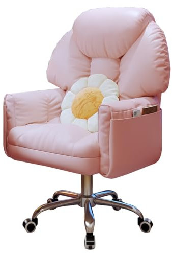 Home-Office-Stuhl, ergonomischer Computerstuhl, Gaming, Arbeitsstühle mit Rollen, drehbarer Rollstuhl, Chefsessel mit Einstellbarer Höhe, Computer-Schreibtischstuhl für Erwachsene (/Pink, A)