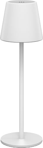 goobay LED Tischleuchte kabellos/stufenlos dimmbar mit Touch Steuerung/LED Akku Tischlampe für Innen und Außen / 180lm und 3000K warmweiß, USB-C, weiß / 73927