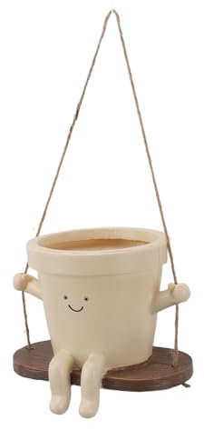 TIKATARER Schwingender Übertopf mit Gesichtern, Blumentöpfe, Übertopf mit Gesicht, Blumenkopf, Pflanzgefäße, Übertopf mit Schwingendem Gesicht, Sukkulentententöpfe für Perlenschnur-Pflanze