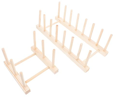 PRETYZOOM 2 Piezas Estante de Madera para Cocina Unidades Estante para Tazas Escurridor de Platos para Cuencos y Platos de Madera