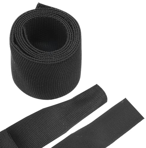 sourcing map Braided Cable Sleeves Heat Shrinkable Fabric Sleeving, 1 1/4 3ft Black 2:1 Ratio Heat Shrinkable Cord Protector for Harness Cable, Network Cable Protection, Cable Management