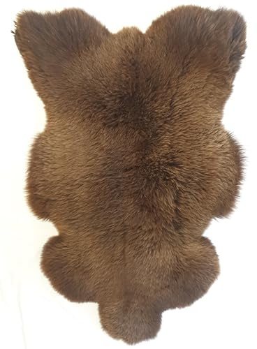 Pelle di pecora naturale, 120 x 60 cm, senza cromo, coperta in pelle di pecora bianca e colorata, copriletti e decorazioni per divano, poltrone o pavimento, in pelle di pecora (marrone naturale)