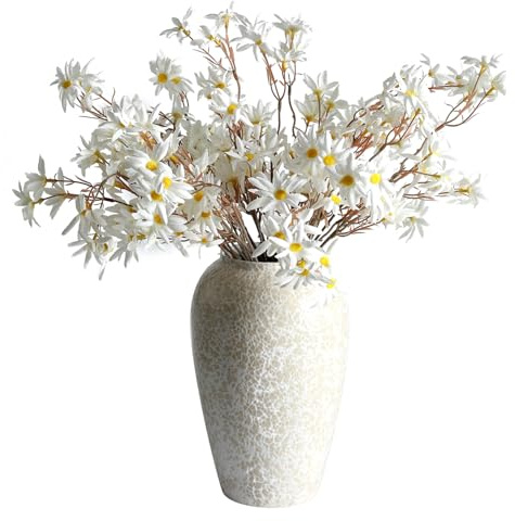 JAKY-Global Künstliche Frühlingsblumen, künstlich für Innenbereich, Seide, Gänseblümchen, fühlt sich echt an, künstliche Mütter, Zweige, lange Stiele, Zuhause, Esstisch, Tafelaufsätze, Bürodekoration,