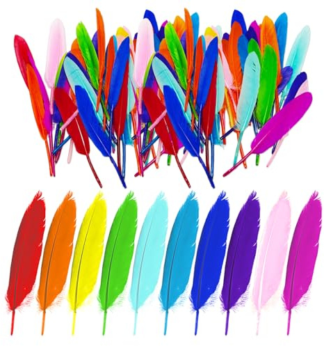 GTYHH 100 Piezas De Plumas De Colores, Plumas para Manualidades, Materiales De Decoración De Bricolaje, Se Pueden Usar para Hacer Sombreros, Coles, Aretes, Etc.
