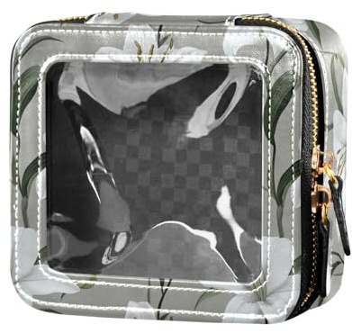 linqin Trousse de toilette de voyage transparente Motif lys blanc, Lys blanc gris, 1 size