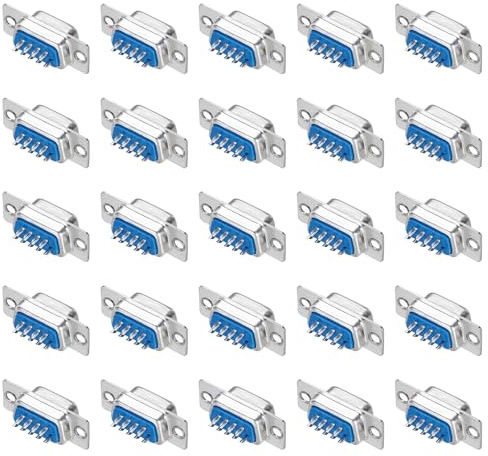 QUARKZMAN Confezione da 25 Connettore VGA Femmina a 9 Pin a 2 File | per Attrezzature Meccaniche CNC Computer, per Terminali Porta Seriale