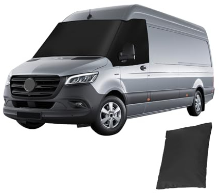 luolety Frontscheibenabdeckung für Mercedes Sprinter 2019–2024, 600D Verdunkelung, wasserdicht, Frontscheibe, Sonnenschutz, Windschutzscheibenabdeckung