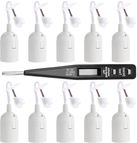 Seruno E27 Fassung - 10 Stücke lampenfassung E27 Mit Kabel - E27 Fassung Mit Kabel Robuste Baufassung für Glühbirnen, Renovierungsfassung für Deckenlampen, Weiß