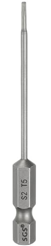 sourcing map Punta per cacciavite a testa Torx T5 da 1/4 di pollice con gambo esagonale da 75 mm di lunghezza, magnetica, senza foro, a prova di manomissione, 6 punti, cacciavite a stella in acciaio