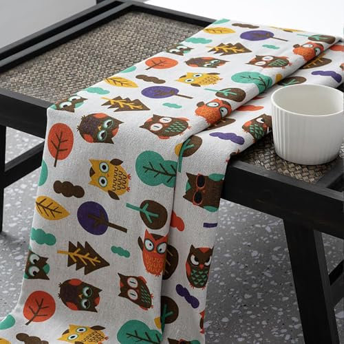 ONECHANCE Stoff Baumwolle Meterware Baumwollstoff Stoffe zum Nähen Dekostoff für Patchwork Sewing Nähstoff Color Eule Farbig Size 2 Meter