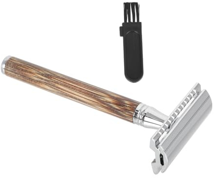 Healeved Tragbarer Doppelseitiger Manueller Rasierer mit Bambusgriff aus Aluminiumlegierung und Zinklegierung für Sicheres Bartshaving zu Hause und Friseursalon