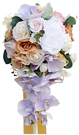 45 cm Hochzeitssträuße für die Braut, kaskadierender Hochzeitsstrauß aus Blumen, Tropfenform, Brautstrauß, künstliche Blumen, Brautsträuße