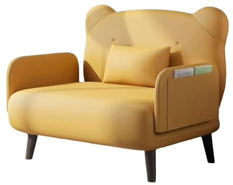 Gästebett Klappbar Klappbett Schlafsofa mit Bettfunktion Klappsessel mit 5-stufig Verstellbarer Bis 150kg Belastbar Geeignet für Wohnzimmer, Büro und Schlafzimmer(Yellow,180 * 100 * 29cm)
