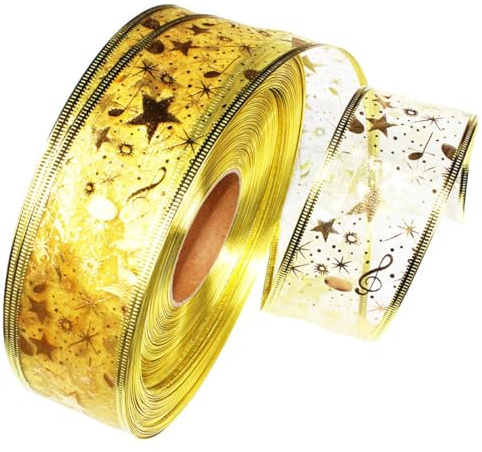 GXGM Organzaband Weihnachten 3.8cm Breit, Geschenkband mit Draht Silber,Schneeflocke Organzaband, Glitzer Weihnachtsband für Geschenkdeko, Kranz, Handwerk, WeihnachtsSchleifenherstellung(B)