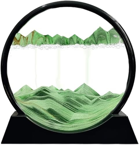 RCQD Sandbilder zum Drehen 3D Sanduhr - Sandbild Geschenke Sanduhr Deko 3D tiefsee-sandlandschaft Aesthetic für Büro Wohnzimmer Schreibtisch Erwachsene Kinder (Grün, 7'')