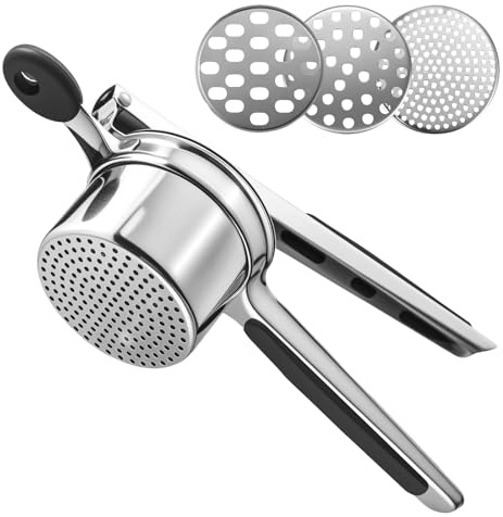 Machacador De Patatas Multiusos, Fabricado En Acero Inoxidable 430 y Equipado Con Cuatro Cuchillas Intercambiables, Ideal Para Preparar Puré De Patatas, Zumos y Mermeladas