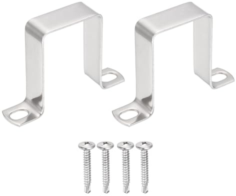 QUARKZMAN 2 Piezas Abrazadera En Forma De U Para Tubo Cuadrado 40x60mm Soporte En Forma De U De Acero Inoxidable 304 Con Tornillos Autoperforantes Para Tuberías Barra De Cierre De Puerta