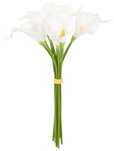 M METERXITY 10-Pack Artificial Calla Lily Flowers 14in, White | Faux Calla Lily, PU Bouquets, Real Touch Faux Flowers, for Home, Wedding, Christmas, Party