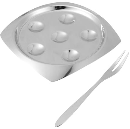 JOINPAYA Bandeja de Acero Inoxidable para Caracoles y Ostras Tenedor de Dos Puntas, Resistente al Calor, para Uso en Cocinas Profesionales y Hogar