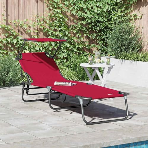 WGYHOME Klappbare Sonnenliege Rot 190x57x81 cm Oxford – verstellbare Rückenlehne, faltbar & tragbar – für Garten, Terrasse, Balkon & Outdoor