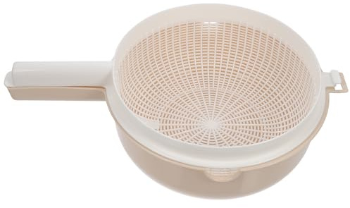 DOITOOL Colador Desmontable de Plástico Beige para Escurrir Frutas y Verduras Cesta Doble Capa de 30 CM Adecuado para Cocina y Lavado Reutilizable
