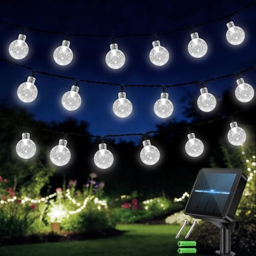 100LED Solar Fairy Fairy Lights Outdoor, 12M/39FT Solar Garden Lights，Waterproof Solar Powered Globe Lights, 8 Modes with 8-Hour Timer, Suitable for Garden, Yard, Decoration,Party, Home(Cold White)