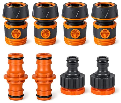 8 Pièces Raccord Tuyau d'Arrosage 3/4 (19 mm), Embout et Connecteur 2 en 1 pour Robinet de Jardin, Adaptateur pour Raccordement et Rallonge de Conduite d'Eau