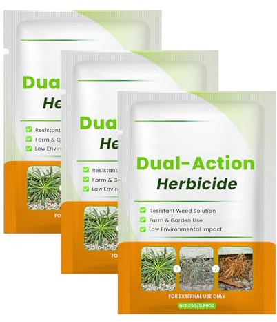 Herbicida Total Ecológico Origen Natural, Elimina Malas Hierbas y Musgos, Súper Concentrado, Solución para el control de malezas, Uso en granjas y jardines, Bajo impacto ambiental, 25G (3 pcs)