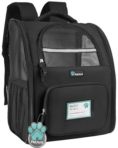 PetAmi Hunderucksack für kleine große Katze, Haustier, Welpen, belüfteter Haustier-Wanderrucksack, Reisetasche, von Fluggesellschaften zugelassener Katzenrucksack, Sicherheits-Rückenstütze, Camping,