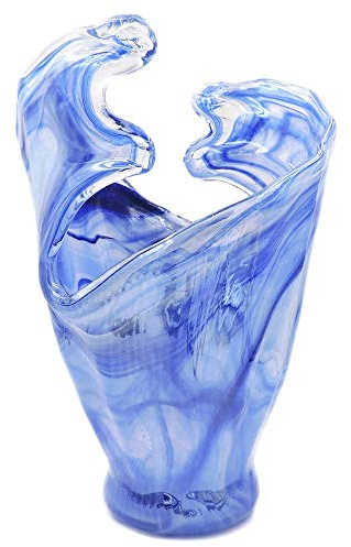 Murano Glas Vase Tiefblaue Welle von Tammaro Home Made in Italy