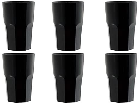 Garnet Nero Bicchiere Riutilizzabile “Granity 40 Set da 6 Pezzi – Lavabile in lavastoviglie-40 Bordo/ 33-35 cl a Servizio-Made in Italy, 0.4 Litri, Plastica