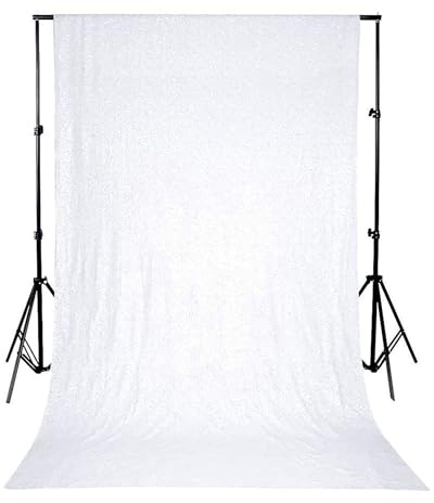 Trimming Shop White Sequin Backdrop 4ft X 7ft Photography Background | High-Density Sequin Fabric, Sparkling Glitter Curtain for Weddings, Birthdays, Prom, Parties, Christmas & Event Decoration