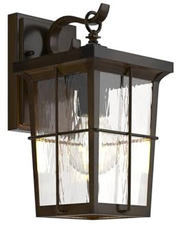 Outdoor Wall Light 'Charmaine' dimmable (Antique, Vintage) in Brown Made of Aluminium (1 Light Source, E27) from Lindby | Wall lamp for Exterior/Interior Walls, House, Terrace und Balcony