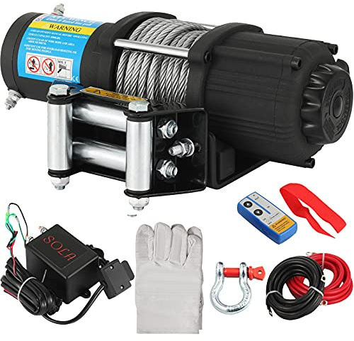 VEVOR Verricello Elettrico 12V 4000lbs/1814 kg, Argano Elettrico con 13m Cavo in Acciaio e Telecomando Wireless, Verricello Perfetto per Camion,SUV, Borche in Fuoristrada
