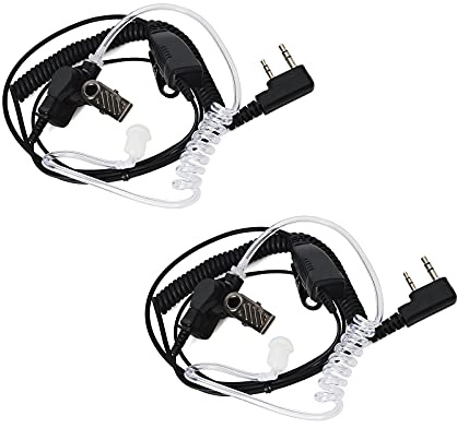 UAYESOK Funkgerät Headset Security Schallschlauch Ohrhörer 2 Pin Kopfhörer mit PTT Mikrofon für Kenwood Baofeng UV-5R BF-88S VF-88E Wouxun Retevis Walkie Talkie (2 Stück)