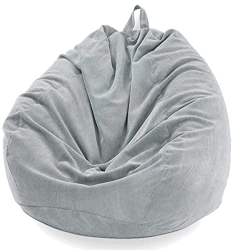 Chickwin Bezug für Sitzsack, Birne, Samt, Sitzsack, ohne Füllung, für drinnen und draußen, Entspannen, Liegestuhl, Wohnzimmer, Schlafzimmer, Kissen (Grau, 85 x 110 cm)