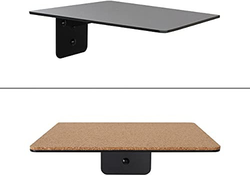 1x Wandstufe Katzentreppe Klettersystem für Haustiere, belastbare, stabile Ablage/Plattform Schwarz mit selbstklebender, rutschfester Korkmatte für Vasen Blumentöpfe, Wandmontage (ohne Kork, 20x20 cm)