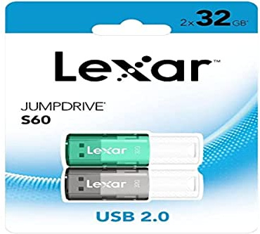 Pack de 2 clés USB Lexar JumpDrive S60 32 Go Noir et Vert