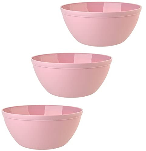 Engelland Set di 3 ciotole per cereali, per dessert, insalata, zuppa, riso, ciotola di colore rosa, in plastica, senza BPA, grande, 900 ml
