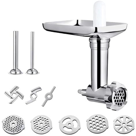 LILYY Food Grinder Attachment For Kitchenaid Stand Mixers,Meat Grinder Attachments,Sausage Stuffer Tubes,4 Grinding Plates