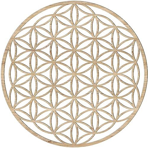 Blume des Lebens Wanddeko Holz Ø 26,8 cm – Eichen-Optik – Handgemacht