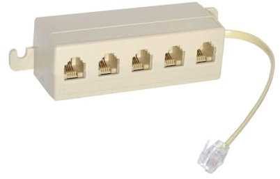 Prometeo Electronics Multipresa adattatore Telefonica 5 Prese Plug 6p4c e Cavo 20cm con 1 Spina Plug 6p4c